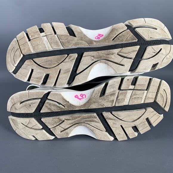 CALVIN KLEIN 205W39NYC 2018 Size 11 Green Grey Pink Color Block Leather Sneakers - Picture 6 of 8